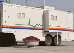 Mobile computer tomography room based on a trailer